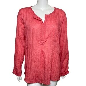 Soft Surroundings Gauze Tunic Top Shirt Womens Size PXL  Roll Tab Sleeve Popover